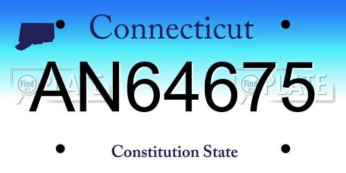 AN64675 Connecticut License Plate