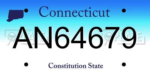 AN64679 Connecticut License Plate