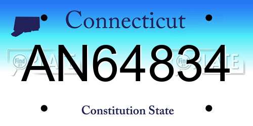 AN64834 Connecticut License Plate