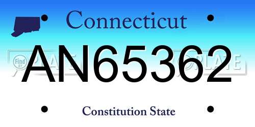 AN65362 Connecticut License Plate