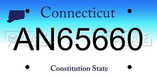 AN65660 Connecticut License Plate