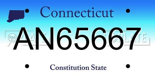 AN65667 Connecticut License Plate