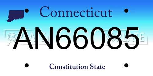 AN66085 Connecticut License Plate