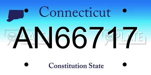AN66717 Connecticut License Plate