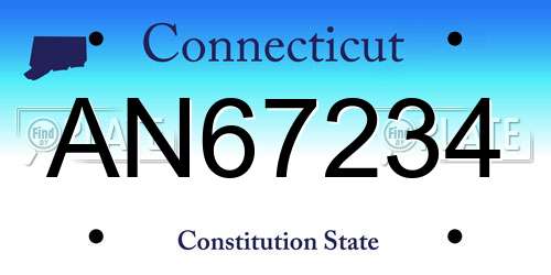 AN67234 Connecticut License Plate
