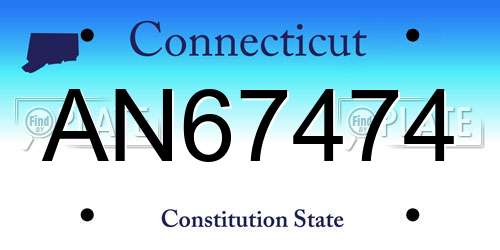 AN67474 Connecticut License Plate