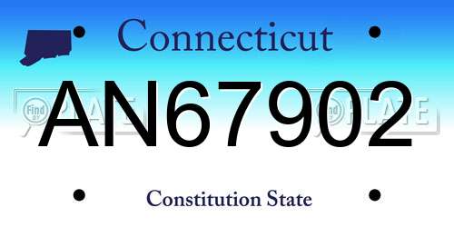 AN67902 Connecticut License Plate