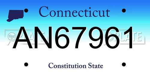 AN67961 Connecticut License Plate