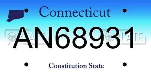 AN68931 Connecticut License Plate
