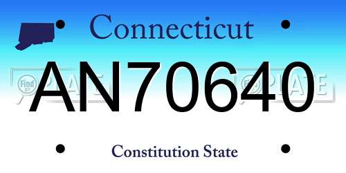 AN70640 Connecticut License Plate