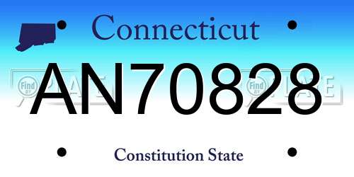 AN70828 Connecticut License Plate