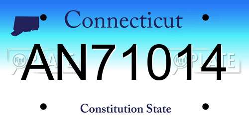 AN71014 Connecticut License Plate