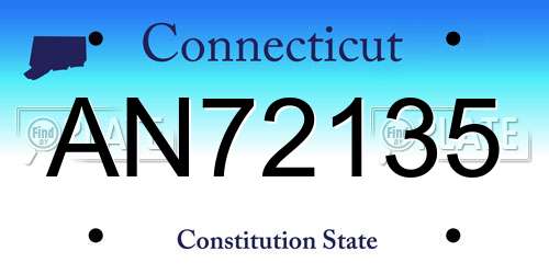 AN72135 Connecticut License Plate