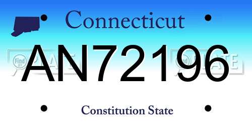 AN72196 Connecticut License Plate