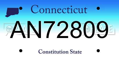 AN72809 Connecticut License Plate
