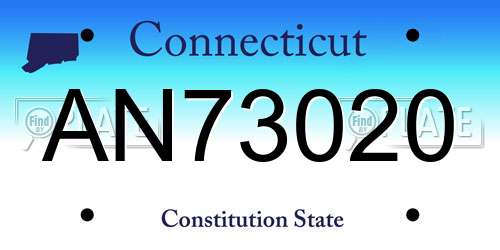 AN73020 Connecticut License Plate