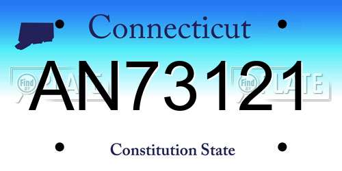 AN73121 Connecticut License Plate