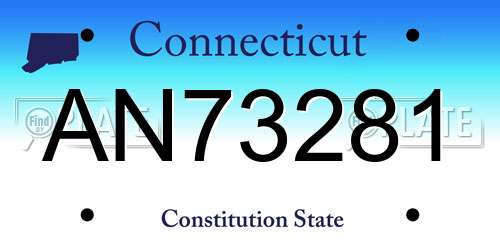 AN73281 Connecticut License Plate