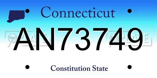 AN73749 Connecticut License Plate