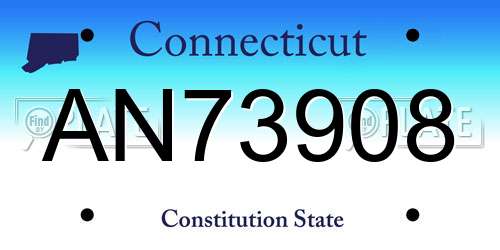 AN73908 Connecticut License Plate