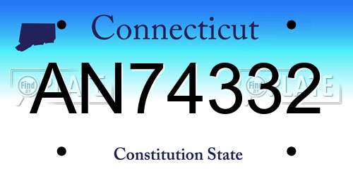 AN74332 Connecticut License Plate