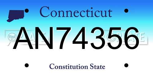 AN74356 Connecticut License Plate