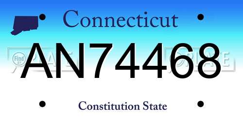 AN74468 Connecticut License Plate