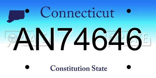 AN74646 Connecticut License Plate