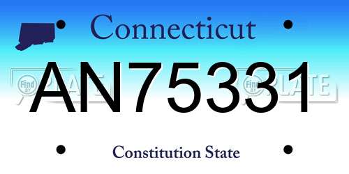 AN75331 Connecticut License Plate
