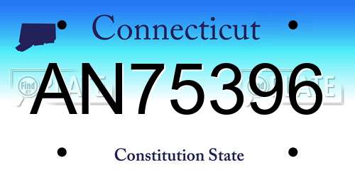 AN75396 Connecticut License Plate