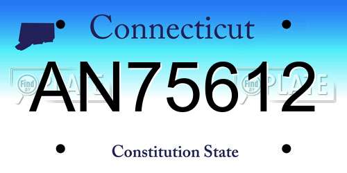AN75612 Connecticut License Plate