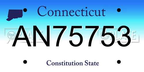 AN75753 Connecticut License Plate