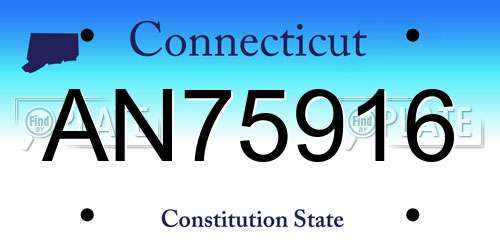 AN75916 Connecticut License Plate