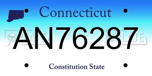 AN76287 Connecticut License Plate