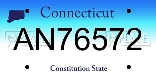 AN76572 Connecticut License Plate