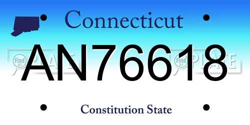 AN76618 Connecticut License Plate