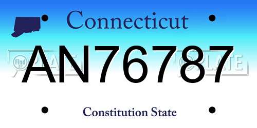 AN76787 Connecticut License Plate