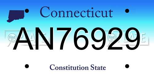 AN76929 Connecticut License Plate