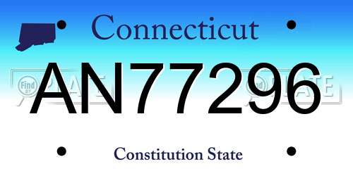 AN77296 Connecticut License Plate