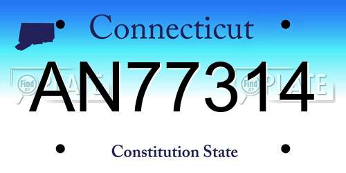 AN77314 Connecticut License Plate