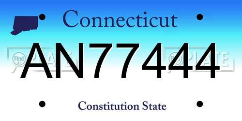 AN77444 Connecticut License Plate