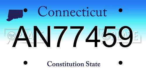 AN77459 Connecticut License Plate