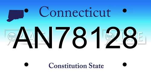 AN78128 Connecticut License Plate