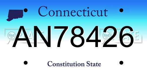 AN78426 Connecticut License Plate