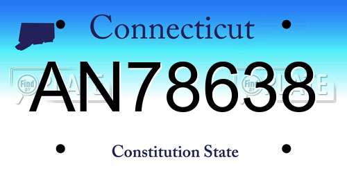 AN78638 Connecticut License Plate