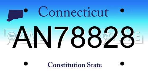AN78828 Connecticut License Plate