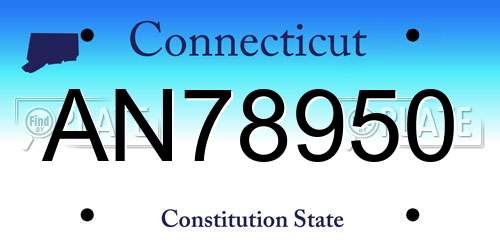 AN78950 Connecticut License Plate