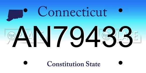 AN79433 Connecticut License Plate