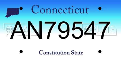AN79547 Connecticut License Plate