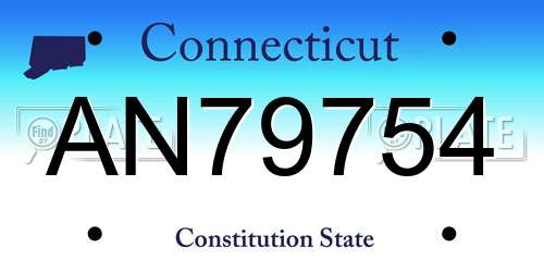 AN79754 Connecticut License Plate